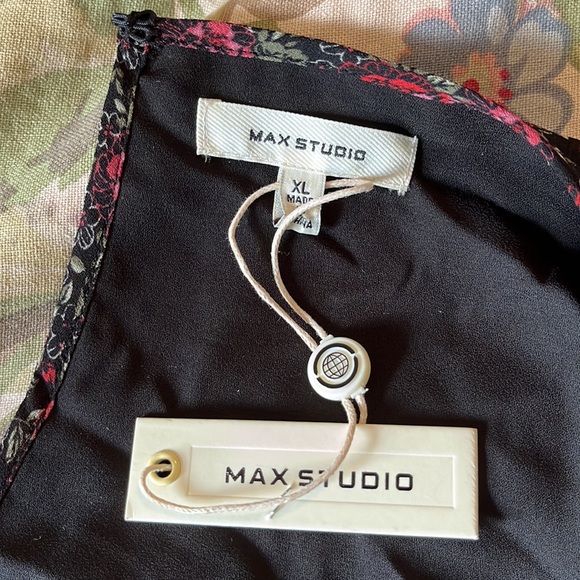 MAX STUDIO Size XL Dark Floral Romantic Dress Pintuck Floral Overlay $138 NEW - Picture 12 of 16